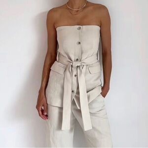 Zara linen blend strapless top